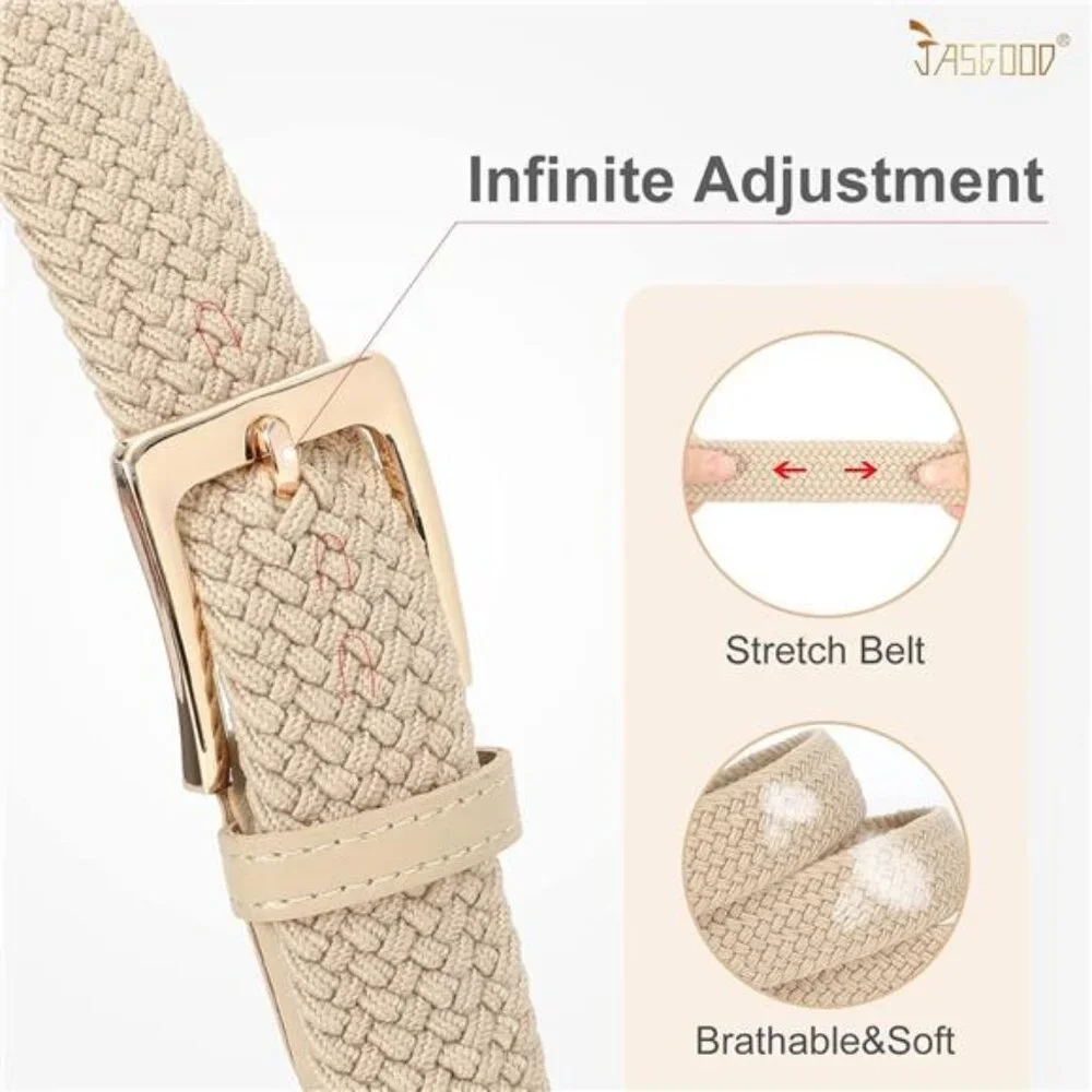 Women‎ Braided Woven Elastic Stretch Web Belt Casual Belt for Pants Jeans